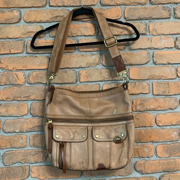 Fossil Women's Leather‎ Morgan Top Zip Traveler Crossbody Messenger Purse Bag - Picture 1 of 8